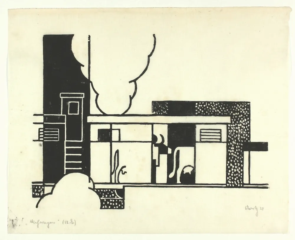 Houtsnede Arntz - Viehwagen (Cattle wagon)