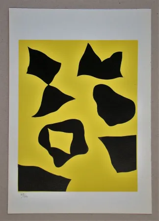 Houtsnede Arp - Es schneit nach oben