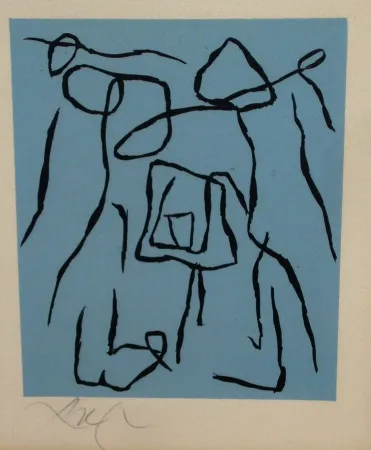 Houtsnede Arp - Le rideau