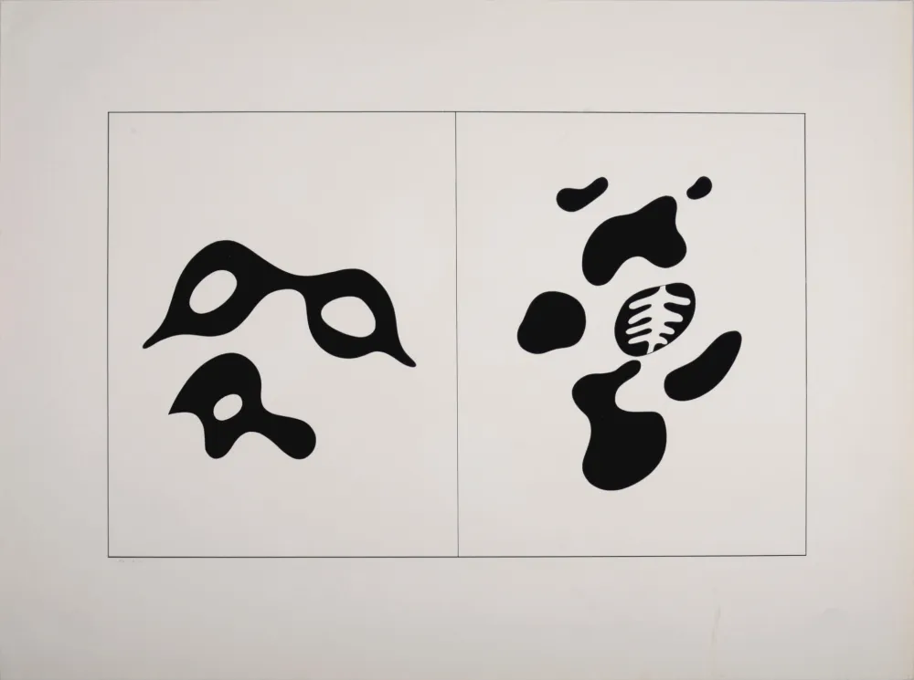 Zeefdruk Arp - Lunettes et lorgnon - le squelette et son entourage, 1928-1959