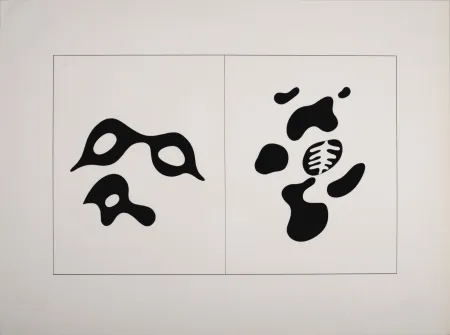 Zeefdruk Arp - Lunettes et lorgnon - le squelette et son entourage, 1928-1959