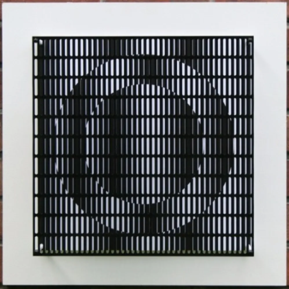 Houtsnede Asis - Vibration cercles noir et blanc