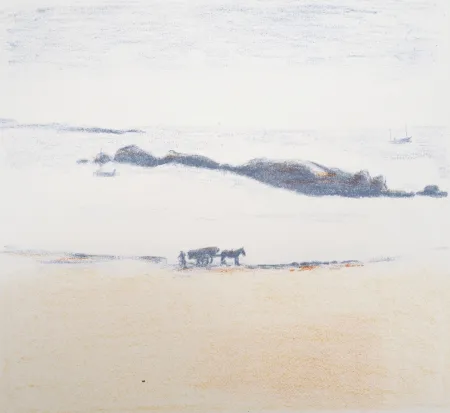 Lithografie Asselin - Paysage, la plage de Port-Manech