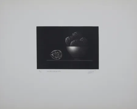 Gravure Avati - Manière noire aux noix, 1964