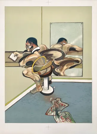 Lithografie Bacon - Figure writing reflected in a mirror