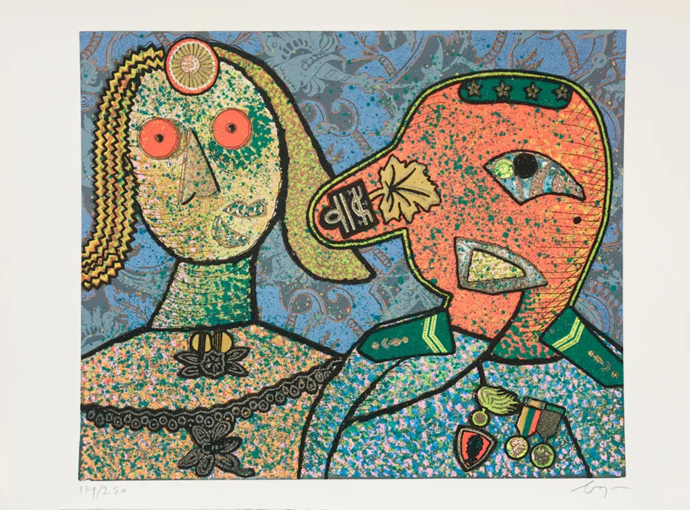 Gravure Baj - Enrico baj (1924–2003) – Il Generale Amin Dada e una delle sue mogli-Mixed media