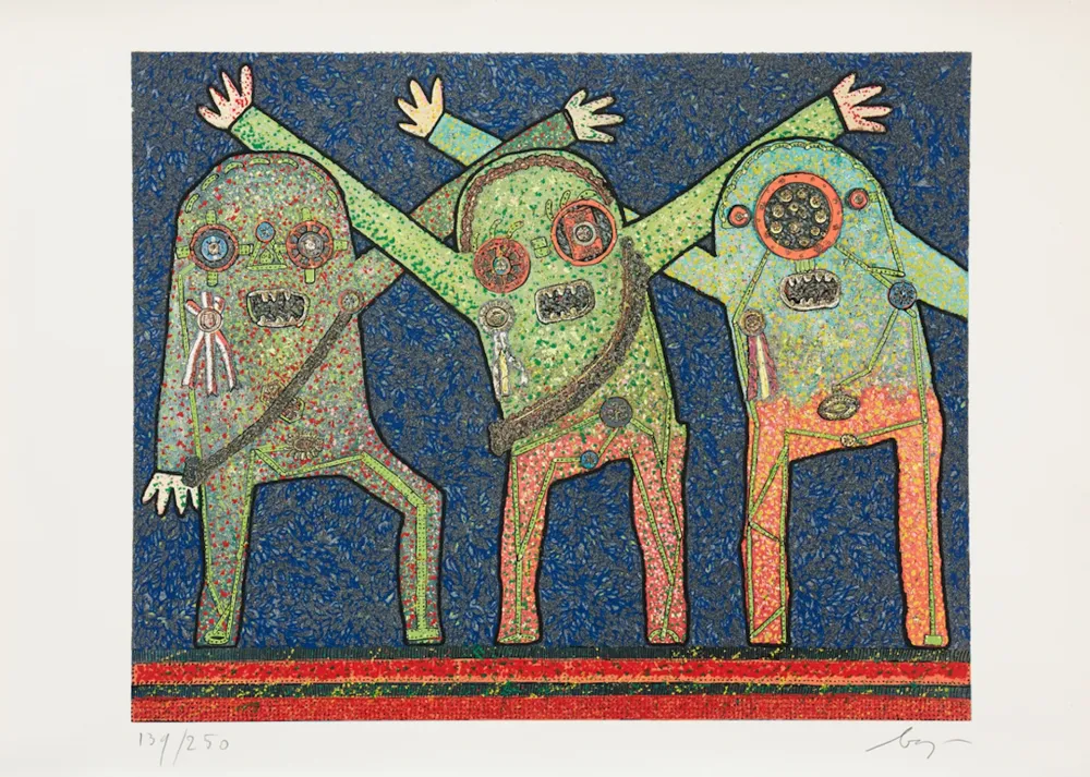 Gravure Baj - Enrico baj (1924–2003) – Riunione della C.I.A. nel bosco - Mixed media - 1973