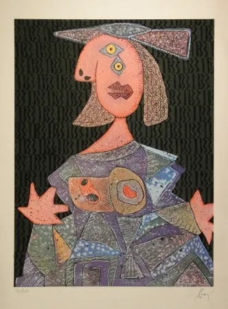 Ets En Aquatint Baj - Femme assise