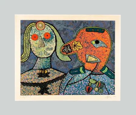 Zeefdruk Baj - Il generale Dada e una delle sue mogli