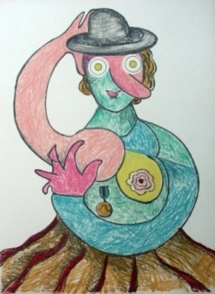 Lithografie Baj - La femme au chapeau