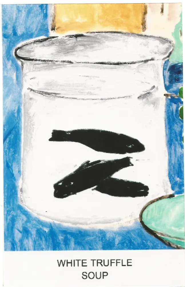 Zeefdruk Baldessari - Eight Soups: White truffle soup