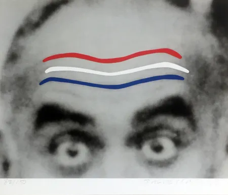 Zeefdruk Baldessari - Raised Eyebrows/Furrowed Foreheads (Red, White and Blue) from the Artist for Obama Portfolio