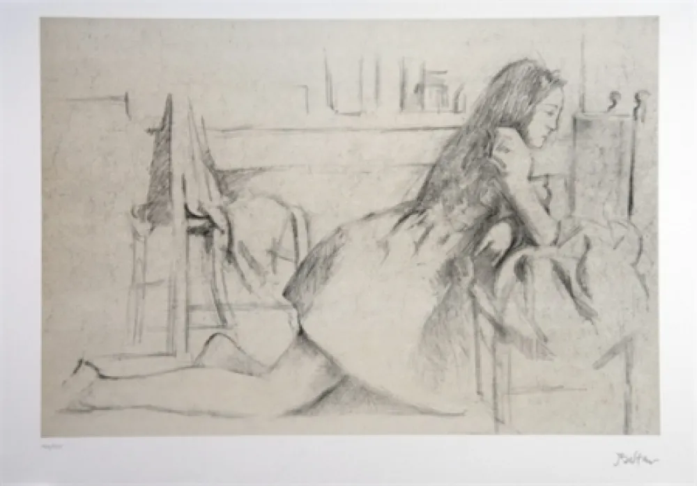 Lithografie Balthus - Jeune fille agenouillée