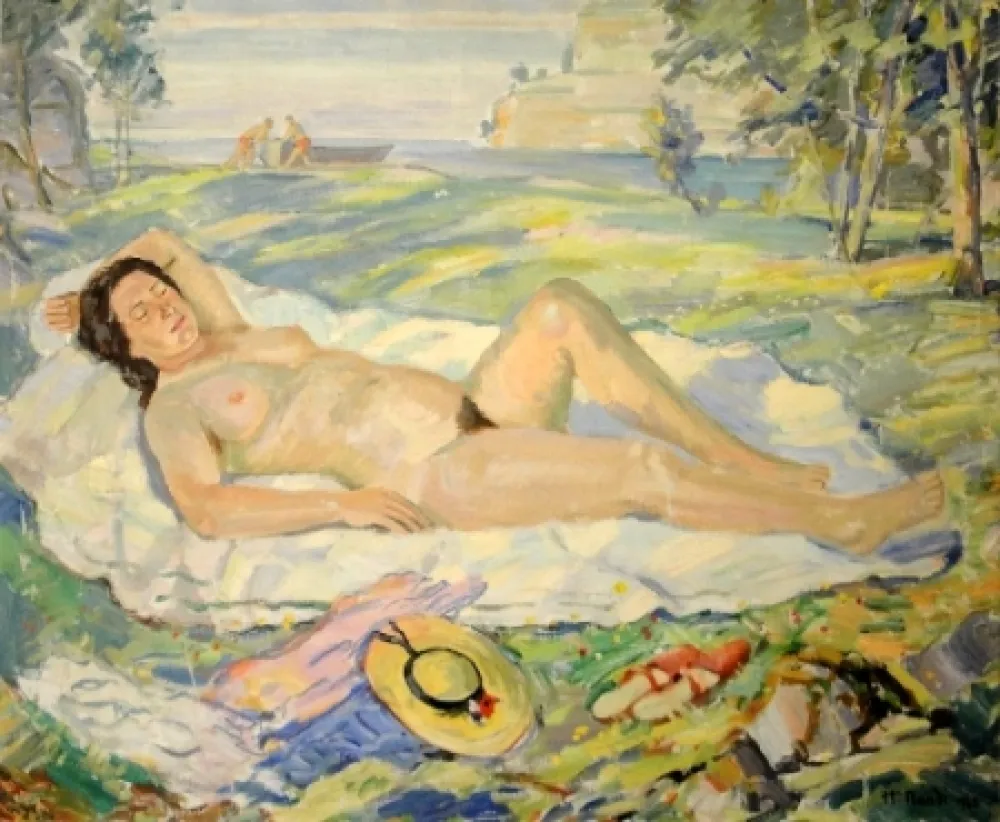 Geen Techniek Bandi - (Liegender Akt in südlicher Landschaft)