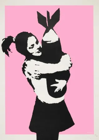 Zeefdruk Banksy - BOMB LOVE (BOMB HUGGER)