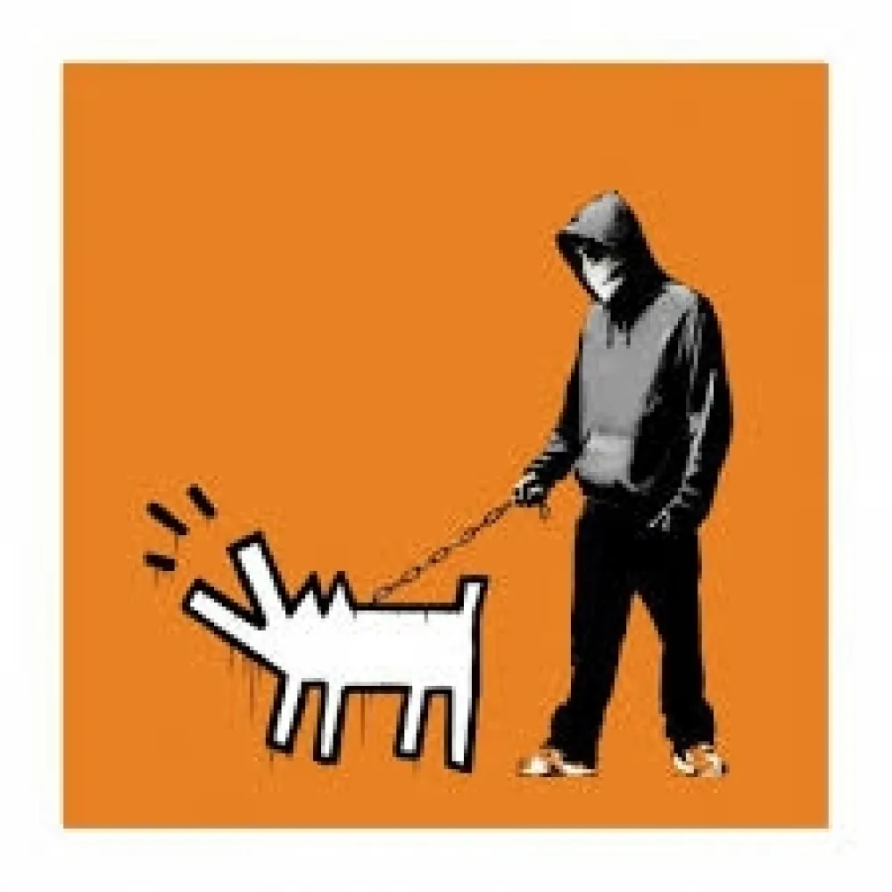 Zeefdruk Banksy - Choose Your Weapon - Dark Orange