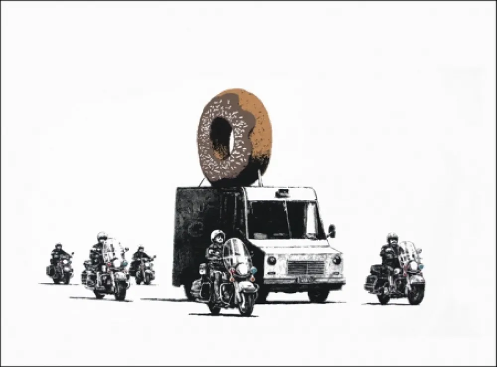 Zeefdruk Banksy - Donuts (Chocolate) 