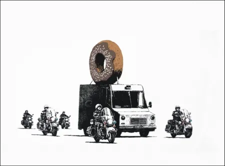 Zeefdruk Banksy - Donuts (Chocolate) 