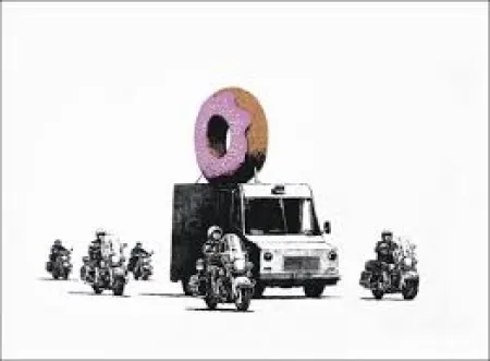 Zeefdruk Banksy - Donuts (Strawberry) 