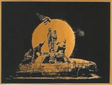 Zeefdruk Banksy - Gold Flag 