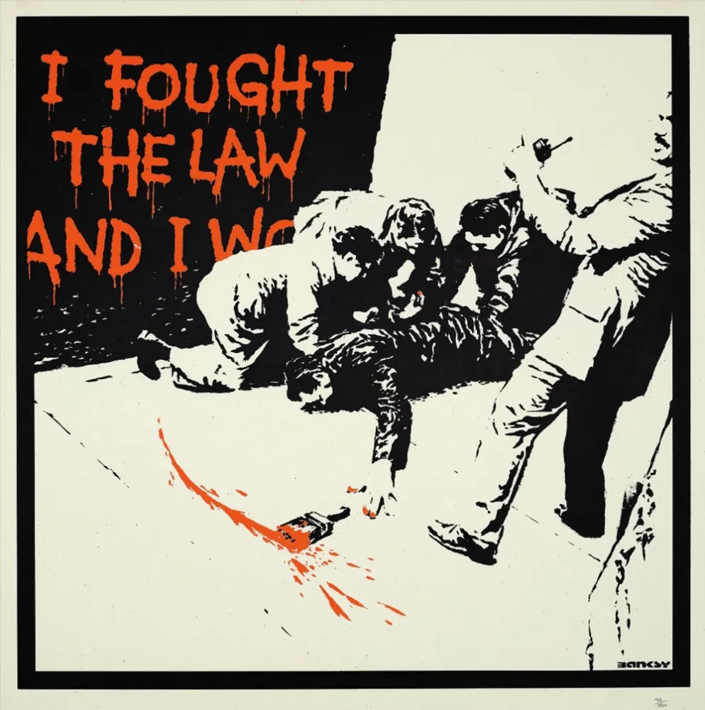 Zeefdruk Banksy - I FOUGHT THE LAW