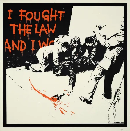 Zeefdruk Banksy - I FOUGHT THE LAW