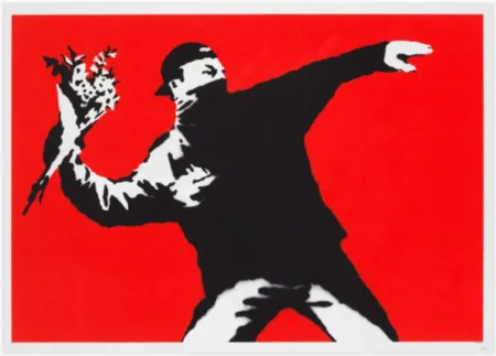 Zeefdruk Banksy - Love Is In The Air (Unsigned)