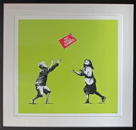 Zeefdruk Banksy - No Ball Games (Green)