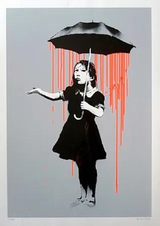 Zeefdruk Banksy - Nola (Orange Rain)