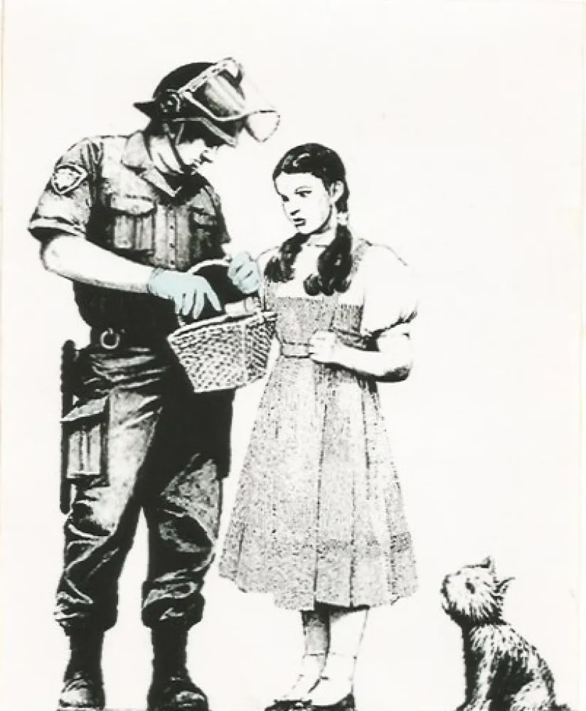 Zeefdruk Banksy - Stop and search