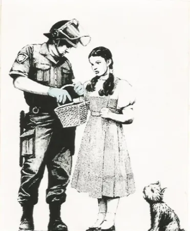 Zeefdruk Banksy - Stop and search