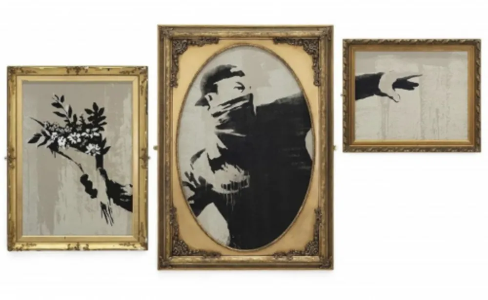 Zeefdruk Banksy - Thrower Triptych (VIP)