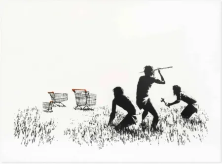 Zeefdruk Banksy - Trolleys (Black & White Unsigned)