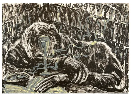 Lithografie Barcelo - Jeune Homme Ivre