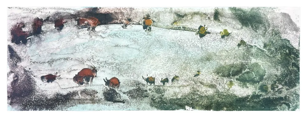 Lithografie Barcelo - La Chèvre du Tibet