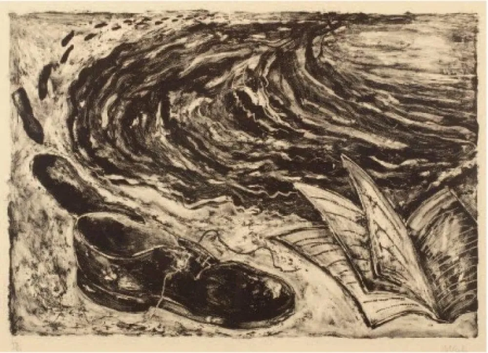 Lithografie Barcelo - Soulier (shoe and book)