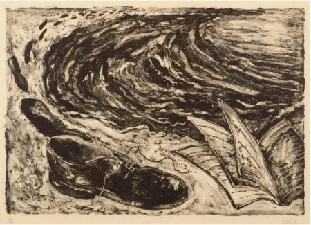 Lithografie Barcelo - Soulier (shoe and book)