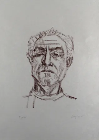 Lithografie Bargheer - Selbstbildnis