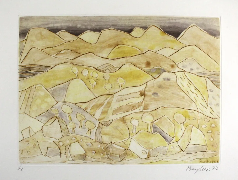 Ets En Aquatint Bargheer - Sizilianische Landschaft / Sicilian Landscape
