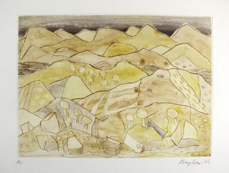 Ets En Aquatint Bargheer - Sizilianische Landschaft / Sicilian Landscape