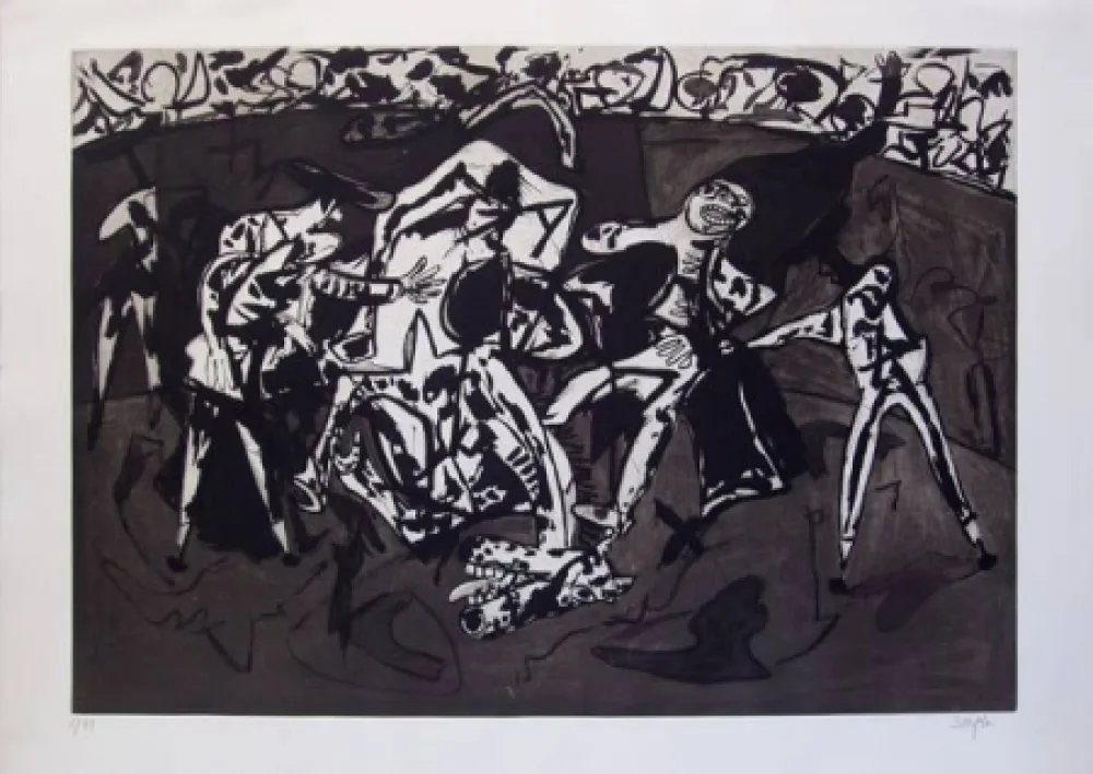 Ets En Aquatint Barjola  - Caída y cogida