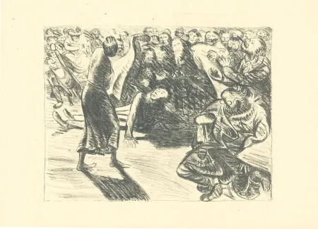 Lithografie Barlach - Das Paar in der Menge 2 (Heiliger, Strohbraut und Lumpensack)