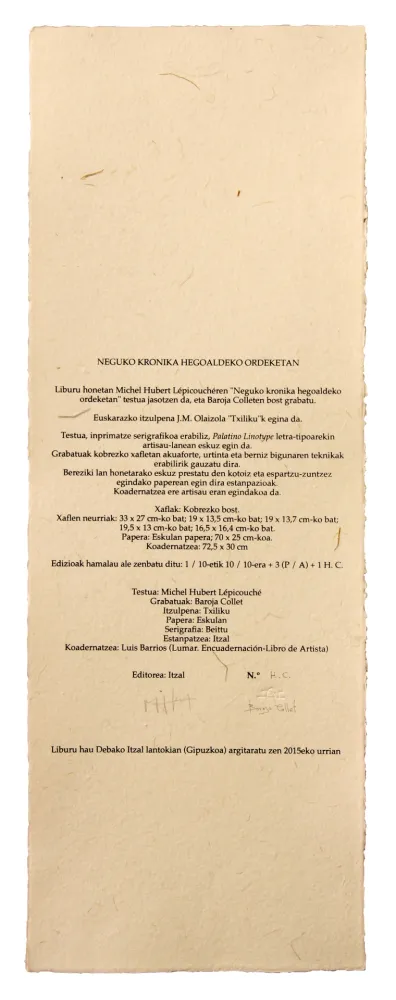 Geïllustreerd Boek Baroja-Collet - Neguko kronika hegoaldeko ordeketan