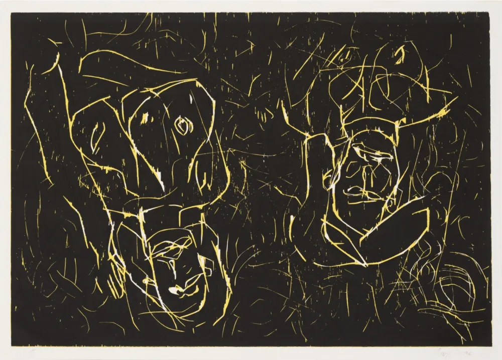 Houtsnede Baselitz - Woman and woman