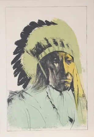 Lithografie Baskin - Chief American Horse - Oglalla Sioux
