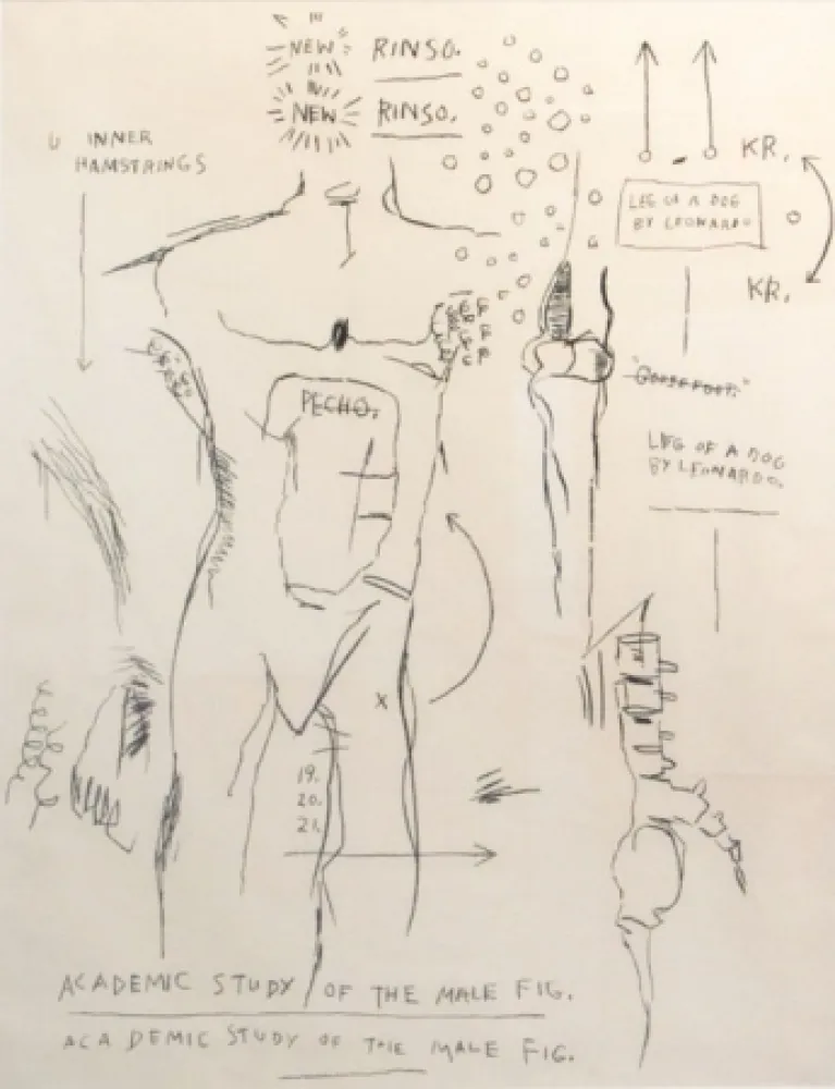Zeefdruk Basquiat - Academic Study of the Male Figure