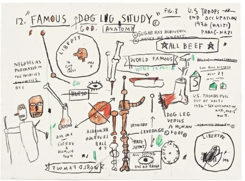 Zeefdruk Basquiat -  Dog Leg Study