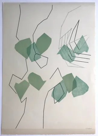 Lithografie Beaudin - Arbre et feuilles I ( (feuilles évadées)