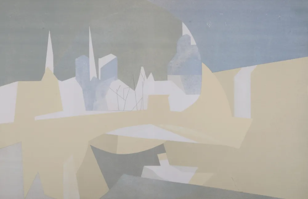 Lithografie Beaudin - Ville et paquebot, 1962