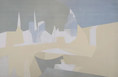 Lithografie Beaudin - Ville et paquebot, 1962